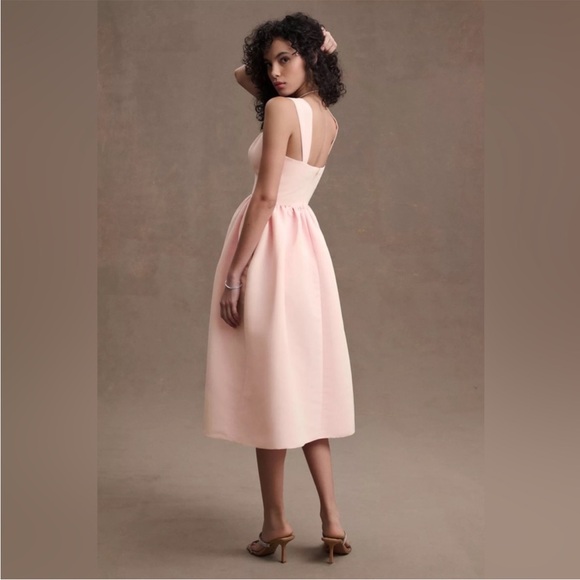 BHLDN Satin Midi Dress, Aletta/Blaine Square-neck Anthropologie 4 - Picture 11 of 16